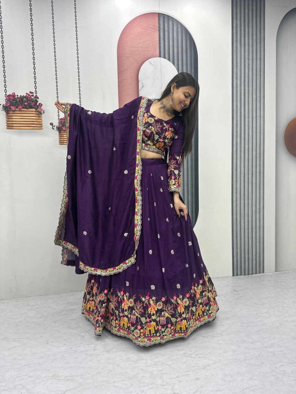 Purple Lehenga Choli for Wedding Festival Navratri Sangeet Party Indian Outfit